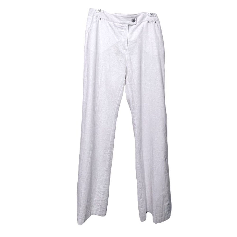 Conrad C Collection Linen Blend Pants White Melissa Fit Tailored Trouser Size 8
